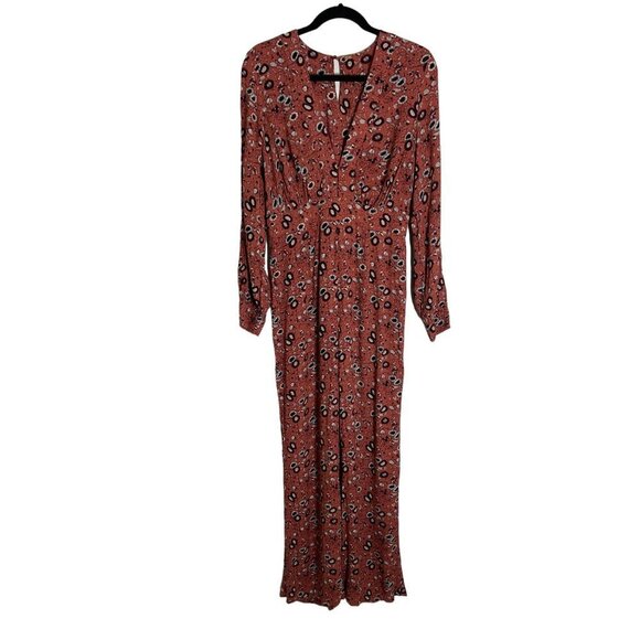 Free People Some Like it Hot Jumpsuit Rust Combo-sz approx. 8 - Picture 3 of 13